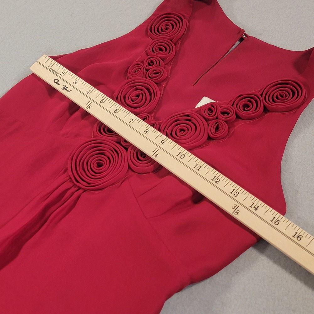 Ann Taylor LOFT Sleeveless Shift Dress Rosette Neck Floral Applique Red Womens 0 - Picture 7 of 11